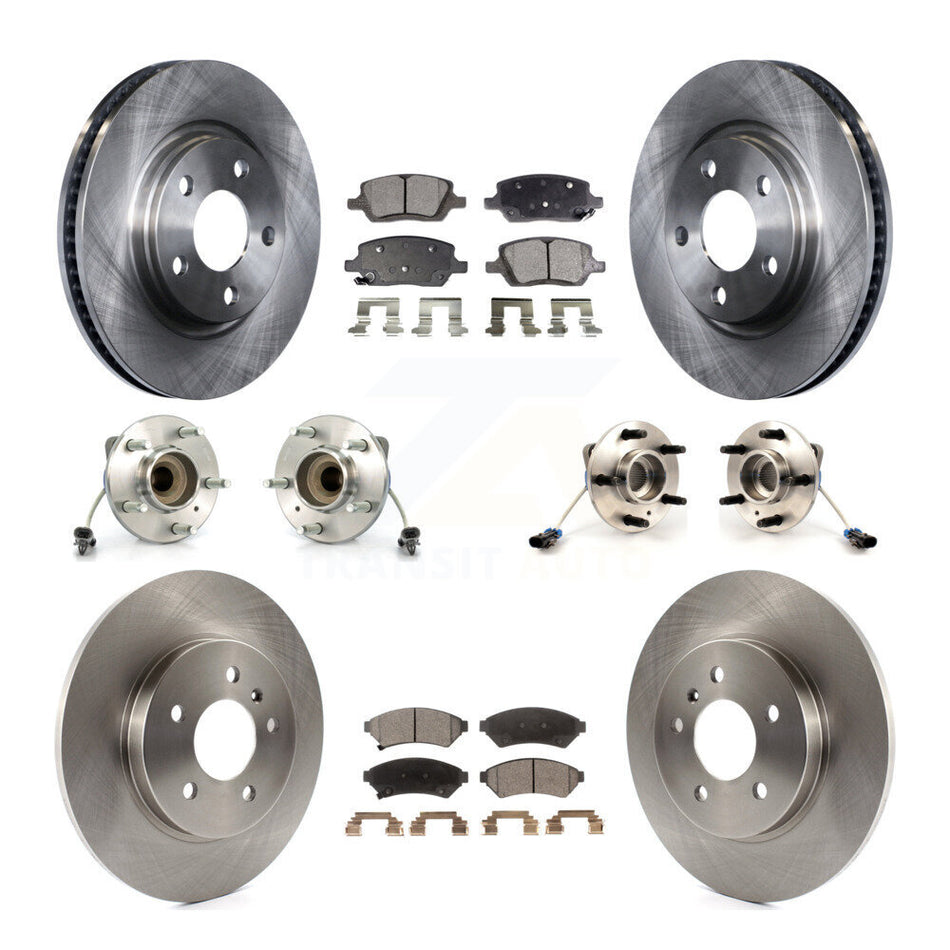 Front Rear Hub Bearings Assembly Disc Brake Rotors And Ceramic Pads Kit (10Pc) For 2005-2005 Chevrolet Uplander Buick Terraza 3 Hole Flange or Triangular FWD KBB-115078