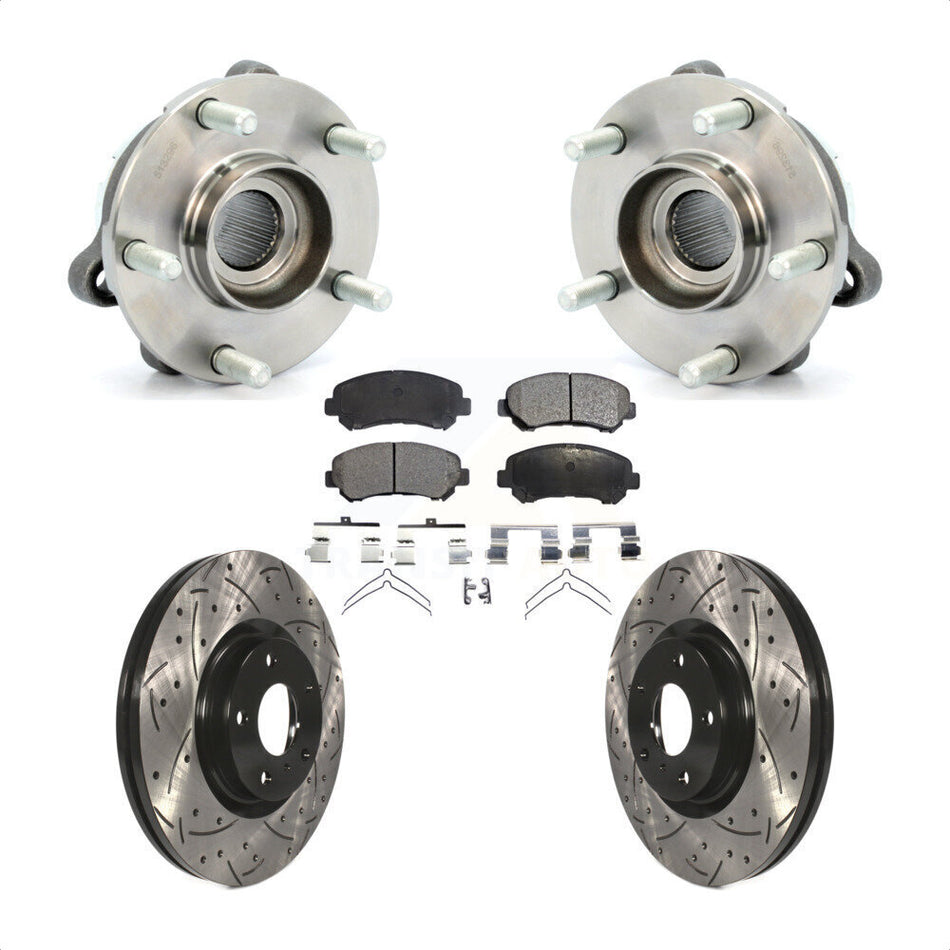 Front Hub Bearing Assembly With Coated Drilled Slotted Disc Brake Rotors And Ceramic Pads Kit For Nissan Maxima KBB-115091