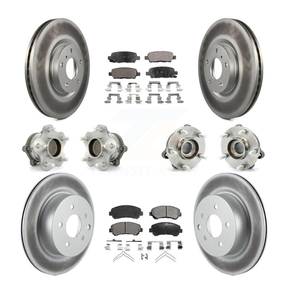 Front Rear Hub Bearings Assembly Coated Disc Brake Rotors And Semi-Metallic Pads Kit (10Pc) For Nissan Maxima KBB-115097