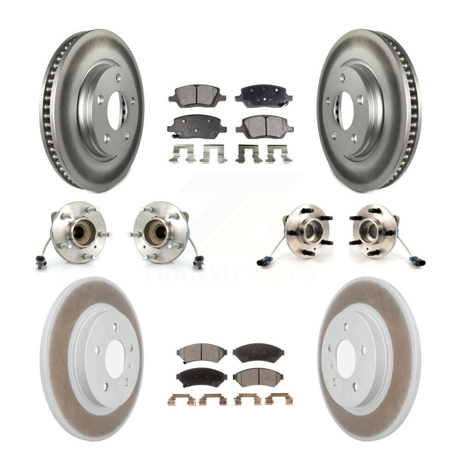 Front Rear Hub Bearing Coated Disc Brake Rotors And Semi-Metallic Pads Kit (10Pc) For 2005-2005 Chevrolet Uplander Buick Terraza 3 Hole Flange or Triangular FWD KBB-115099