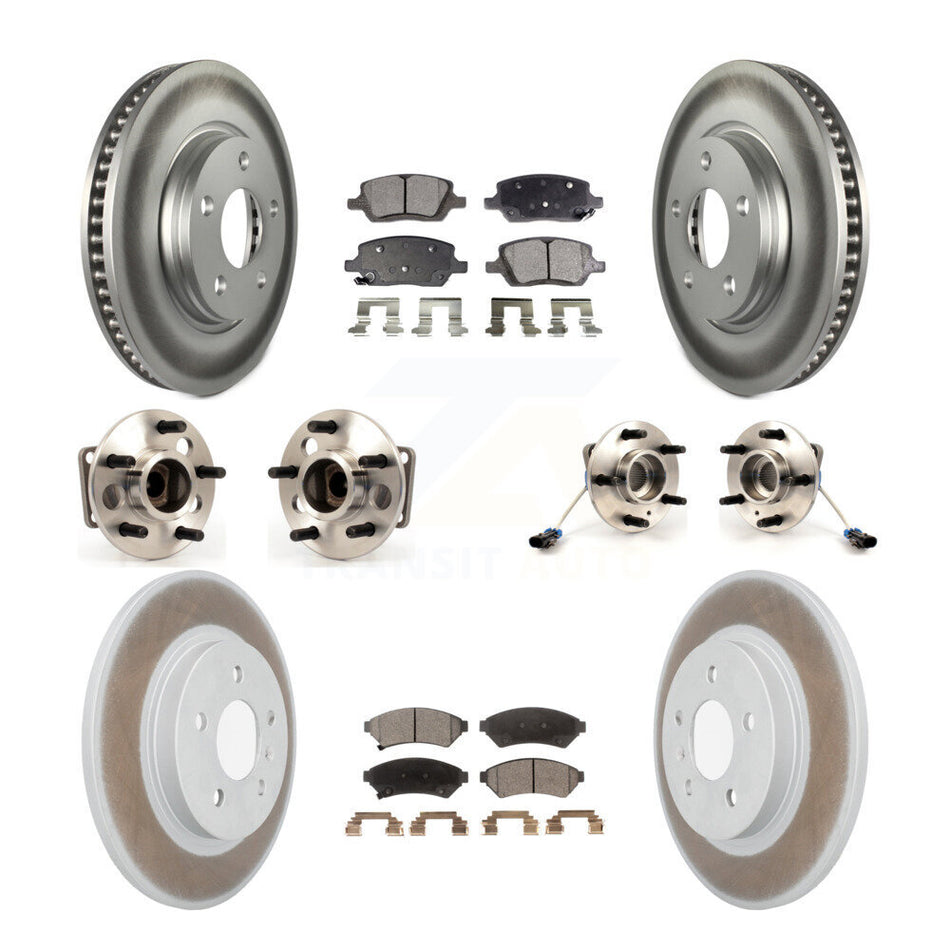 Front Rear Hub Bearings Assembly Coated Disc Brake Rotors And Ceramic Pads Kit (10Pc) For 2005-2005 Chevrolet Uplander Buick Terraza 4 Hole Rectangular Flange FWD KBB-115111