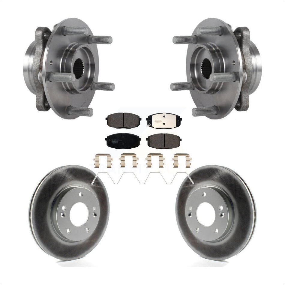 Front Hub Bearing Assembly With Coated Disc Brake Rotors And Ceramic Pads Kit For 2018-2020 Hyundai Elantra GT Base KBB-115121