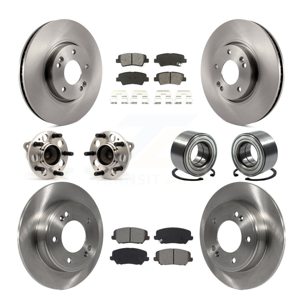 Front Rear Hub Bearing Brake Rotor & Pads Kit (10Pc) For 2017 Kia Forte Koup Turbocharged KBB-115132