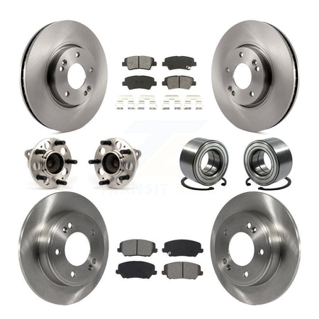 Front Rear Hub Bearing Brake Rotor & Pads Kit (10Pc) For 2017 Kia Forte Koup Turbocharged KBB-115132