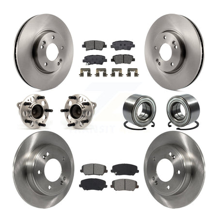 Front Rear Hub Bearing Brake Rotor & Pad Kit (10Pc) For Kia Forte Forte5 Hyundai Veloster KBB-115133