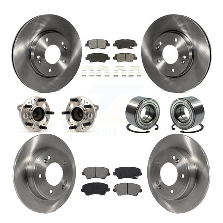 Front Rear Hub Bearing Brake Rotor & Pad Kit (10Pc) For Hyundai Elantra GT Kia Forte Koup KBB-115135