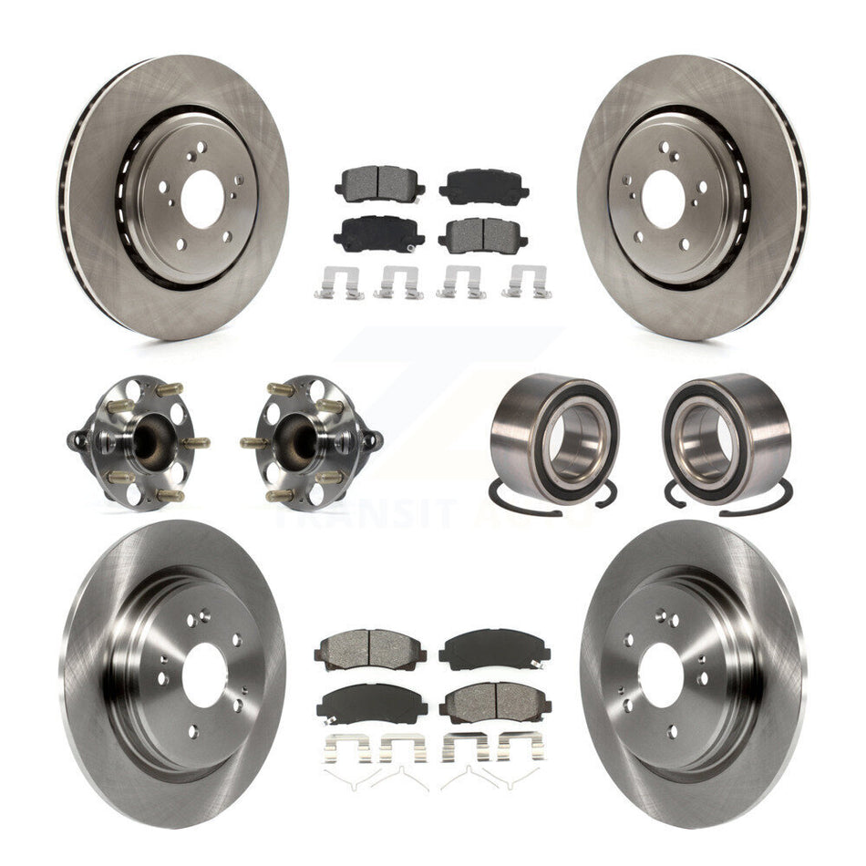 Front Rear Wheel Hub Bearings Assembly Disc Brake Rotors And Semi-Metallic Pads Kit (10Pc) For 2015-2019 Acura TLX FWD KBB-115141