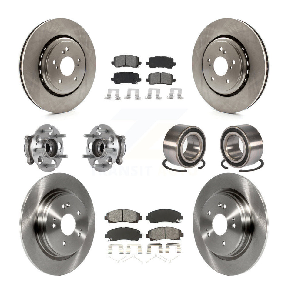 Front Rear Wheel Hub Bearings Assembly Disc Brake Rotors And Semi-Metallic Pads Kit (10Pc) For 2015-2019 Acura TLX AWD KBB-115143