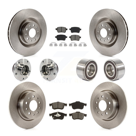 Front Rear Wheel Hub Bearing Disc Brake Rotor And Pads Kit (10Pc) For 2014-2018 Fiat 500L KBB-115144