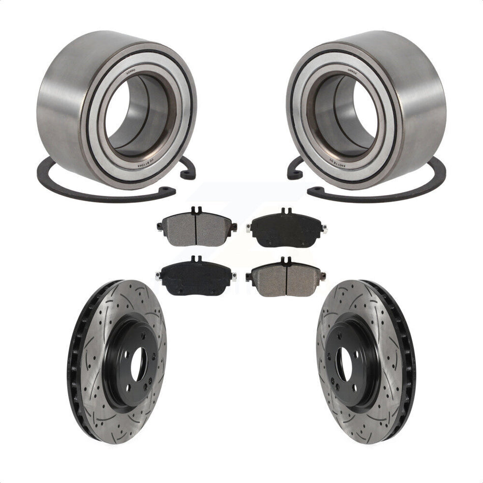 Front Wheel Bearing With Coated Drilled Slotted Disc Brake Rotors And Semi-Metallic Pads Kit For Mercedes-Benz CLA250 GLA250 INFINITI QX30 KBB-115169