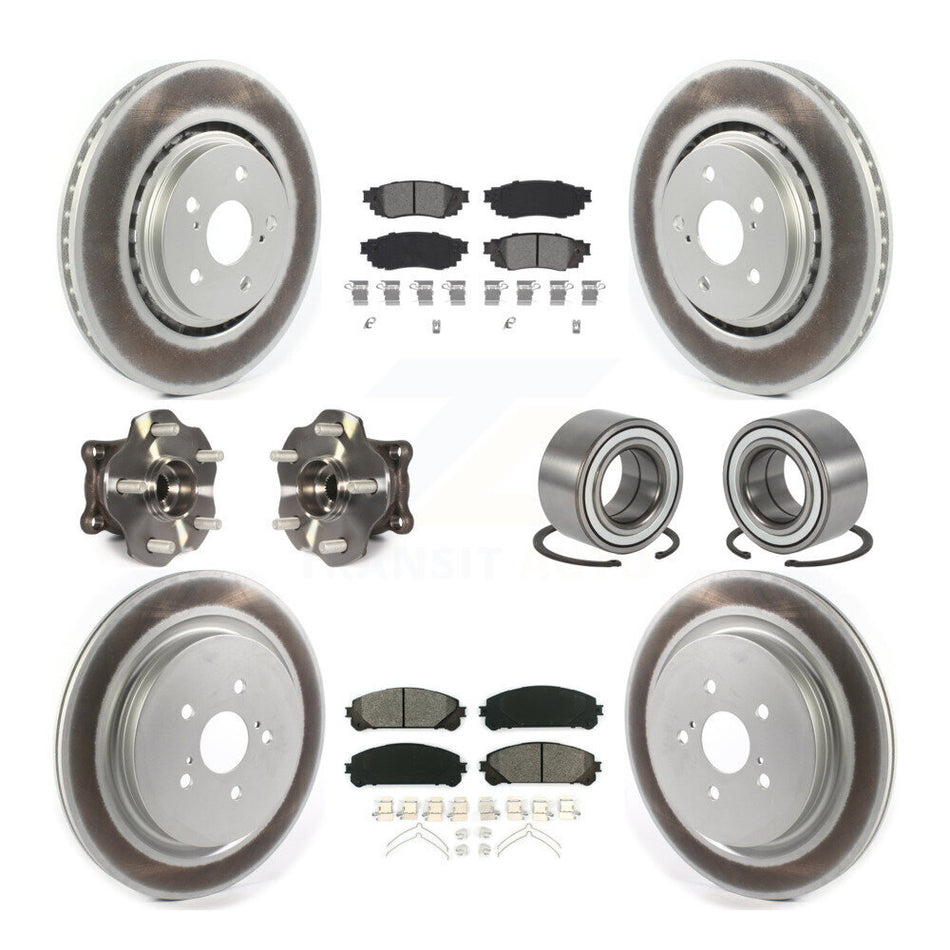 Front Rear Hub Bearing Coated Disc Brake Rotor & Pads Kit (10Pc) For 2016 Lexus RX350 AWD KBB-115170