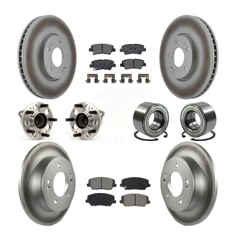 Front Rear Hub Bearing Coated Brake Rotor And Pad Kit (10Pc) For Kia Forte Forte5 Hyundai KBB-115174