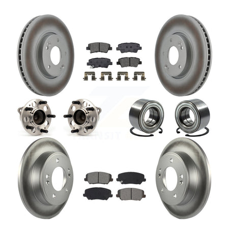 Front Rear Hub Bearing Coated Brake Rotor And Pad Kit (10Pc) For Kia Forte Forte5 Hyundai KBB-115174
