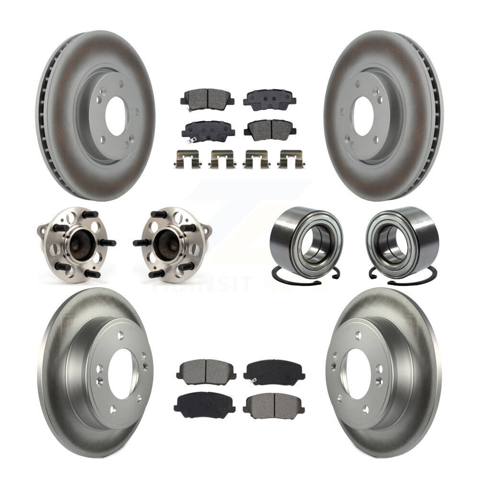 Front Rear Hub Bearing Coated Brake Rotor And Pad Kit (10Pc) For Kia Forte Forte5 Hyundai KBB-115174