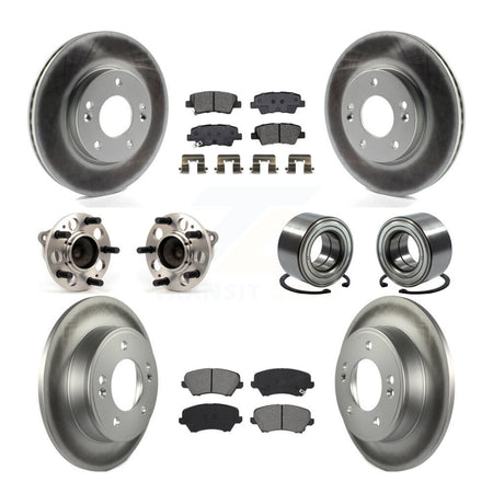 Front Rear Hub Bearing Coated Brake Rotor Pads Kit (10Pc) For Kia Forte Hyundai Forte5 GT KBB-115177