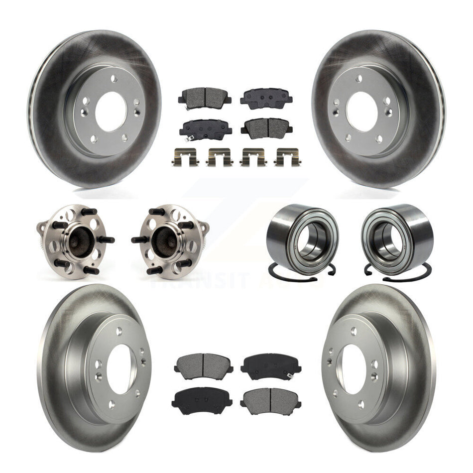 Front Rear Hub Bearing Coated Brake Rotor Pads Kit (10Pc) For Kia Forte Hyundai Forte5 GT KBB-115177