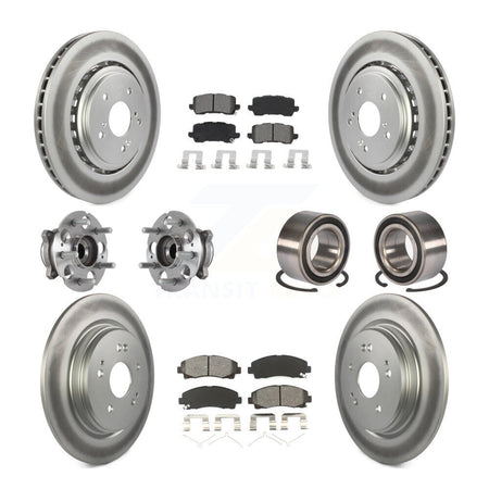 Front Rear Hub Bearing Coated Disc Brake Rotor Pad Kit (10Pc) For 2015-2020 Acura TLX AWD KBB-115185