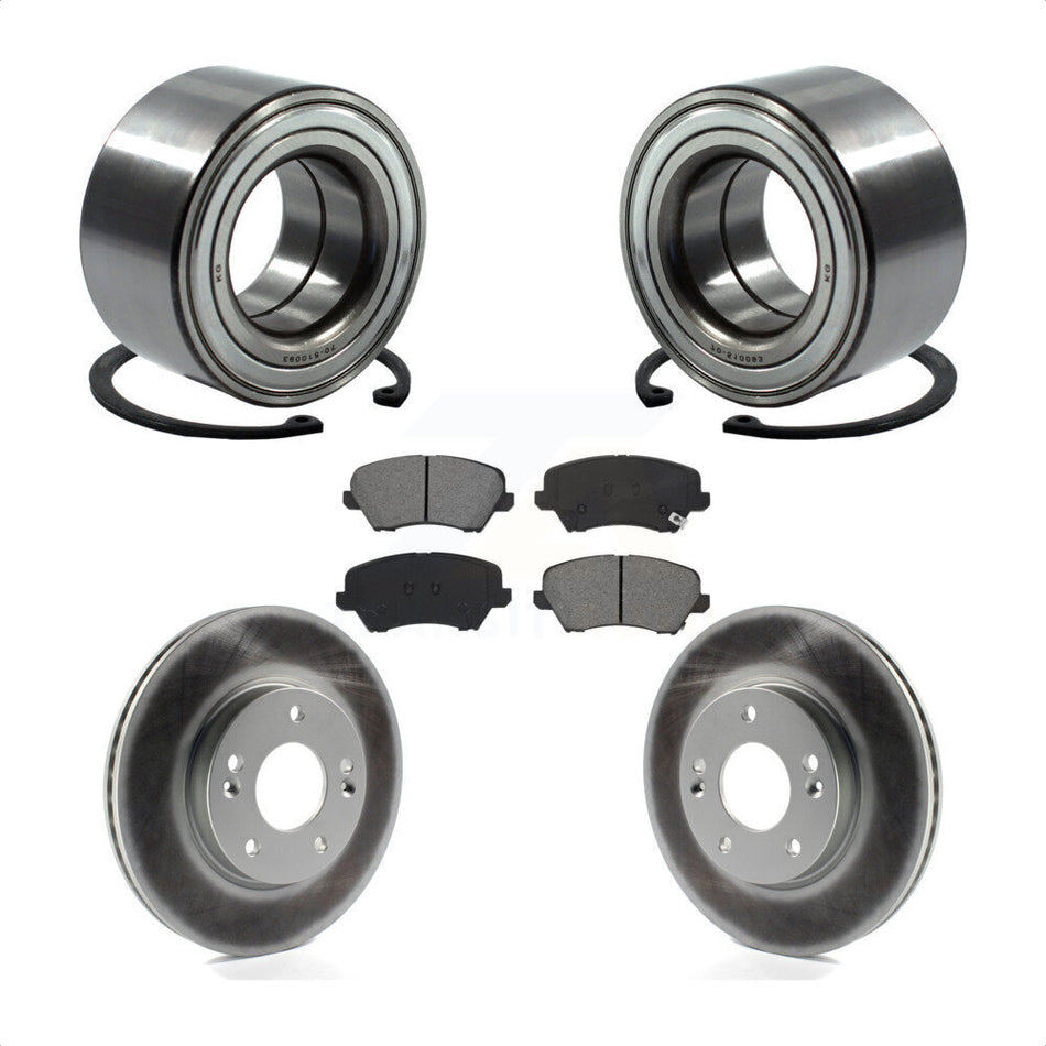 Front Wheel Bearing With Coated Disc Brake Rotors And Semi-Metallic Pads Kit For Kia Forte Hyundai Veloster Elantra GT Forte5 KBB-115193