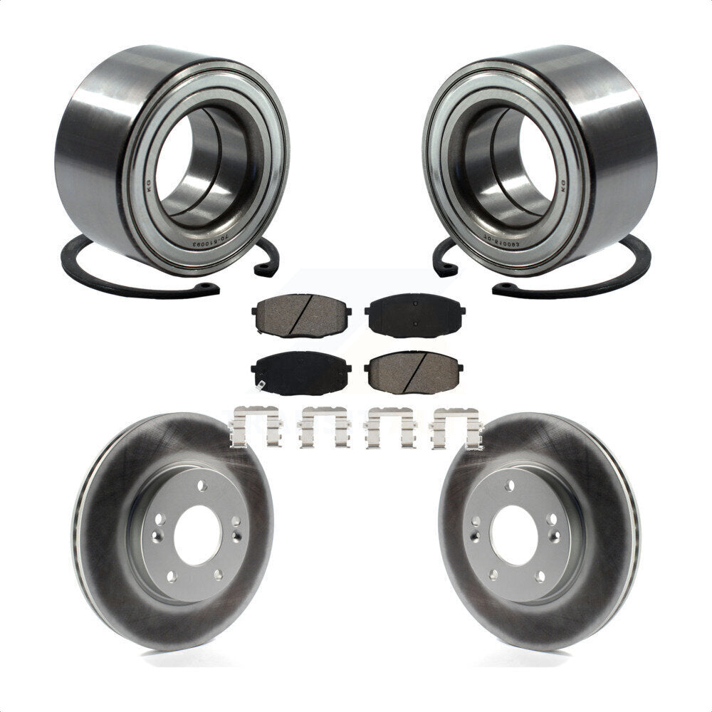 Front Wheel Bearing Coated Disc Brake Rotor And Semi-Metallic Pads Kit For Kia Soul Forte KBB-115195