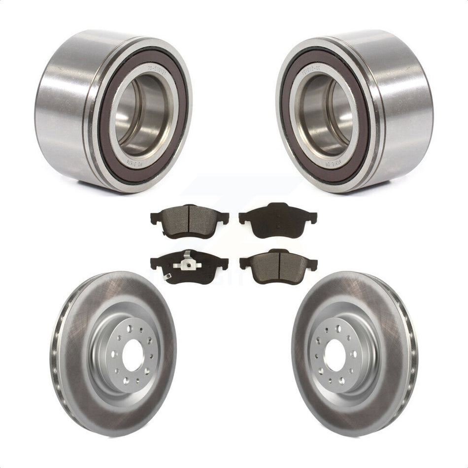 Front Wheel Bearing Coated Disc Brake Rotors And Pads Kit For 2014-2018 Fiat 500L KBB-115198
