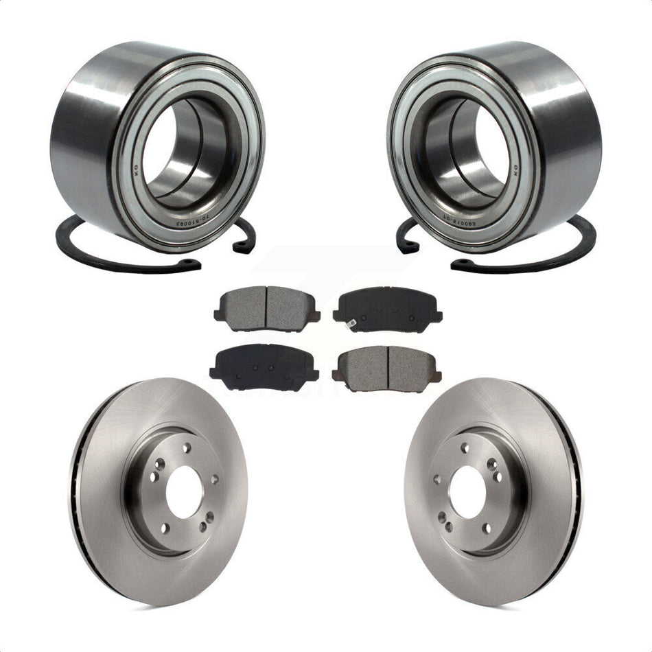 Front Wheel Bearing With Disc Brake Rotors And Semi-Metallic Pads Kit For Kia Forte Hyundai Veloster Forte5 KBB-115206