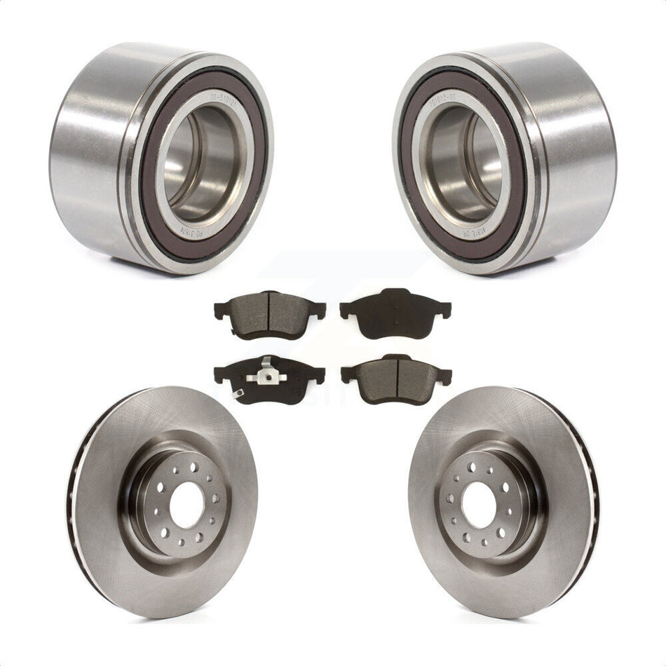 Front Wheel Bearing With Disc Brake Rotors And Semi-Metallic Pads Kit For 2014-2018 Fiat 500L KBB-115213