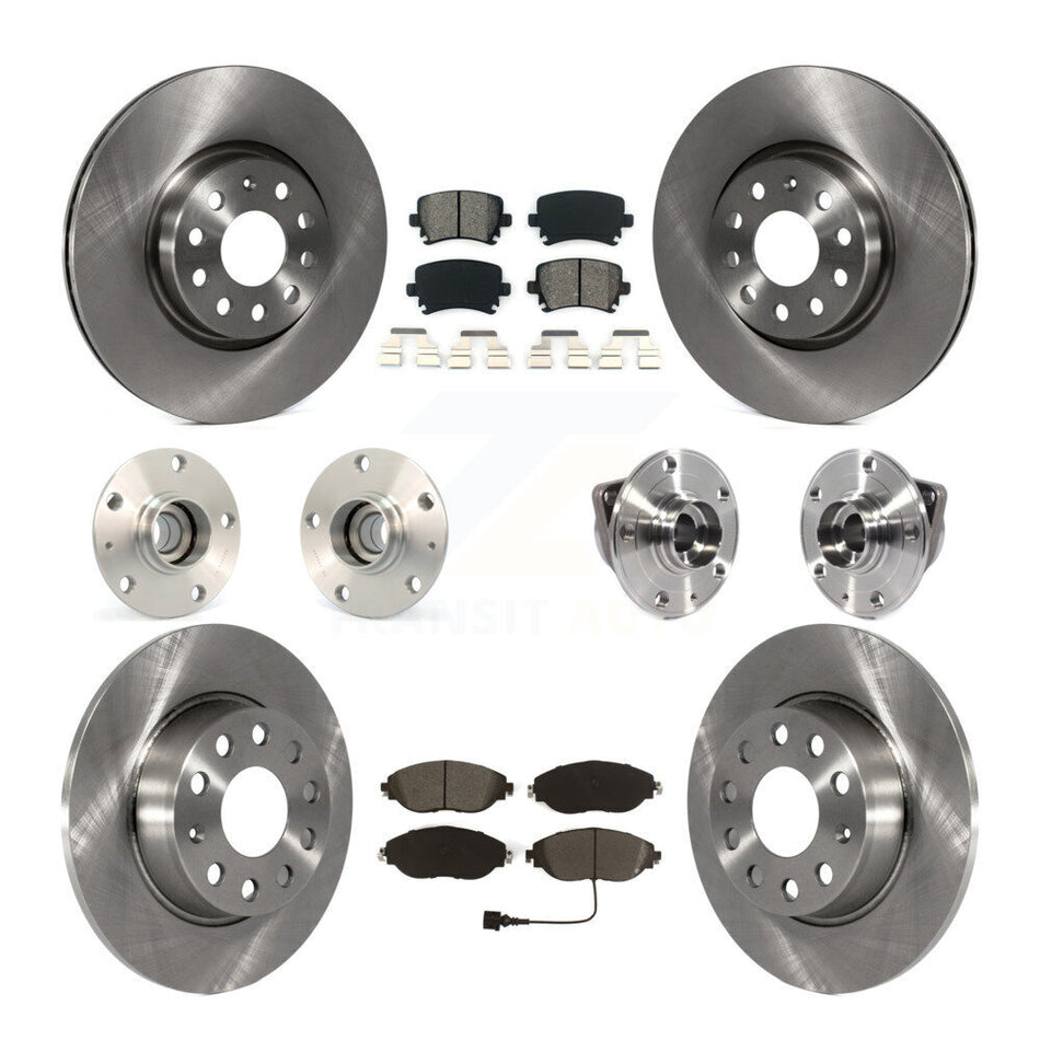 Front Rear Hub Bearings Assembly Disc Brake Rotors And Semi-Metallic Pads Kit (10Pc) For 2015 Volkswagen GTI With Performance Package KBB-115218