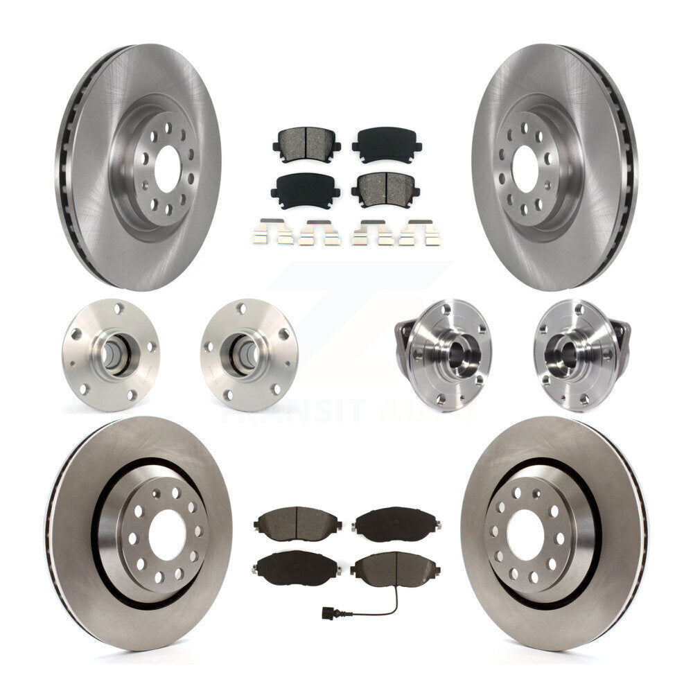Front Rear Hub Bearings Assembly Disc Brake Rotors And Pads Kit (10Pc) For Volkswagen GTI KBB-115219