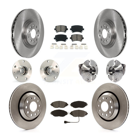 Front Rear Hub Bearings Assembly Disc Brake Rotors And Pads Kit (10Pc) For Volkswagen GTI KBB-115219