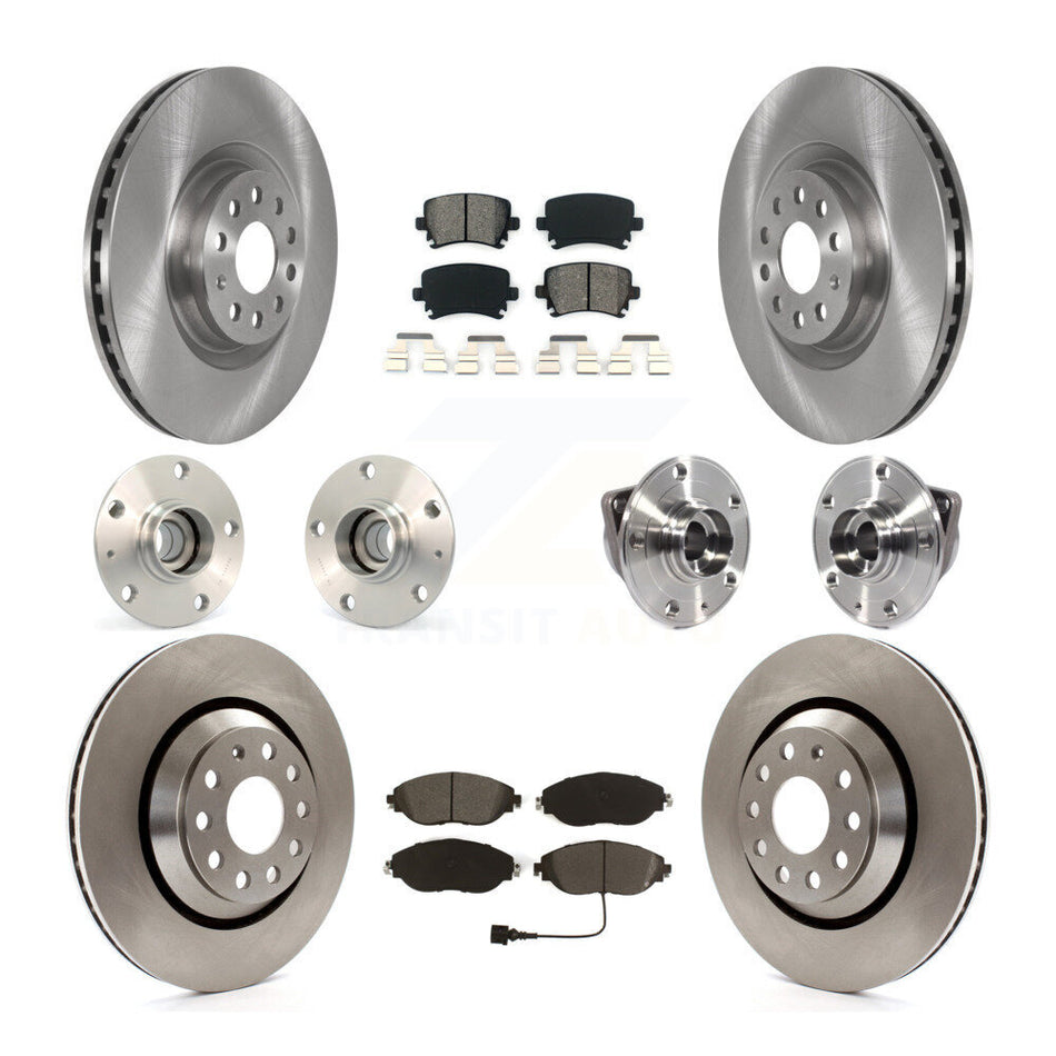 Front Rear Hub Bearings Assembly Disc Brake Rotors And Pads Kit (10Pc) For Volkswagen GTI KBB-115219