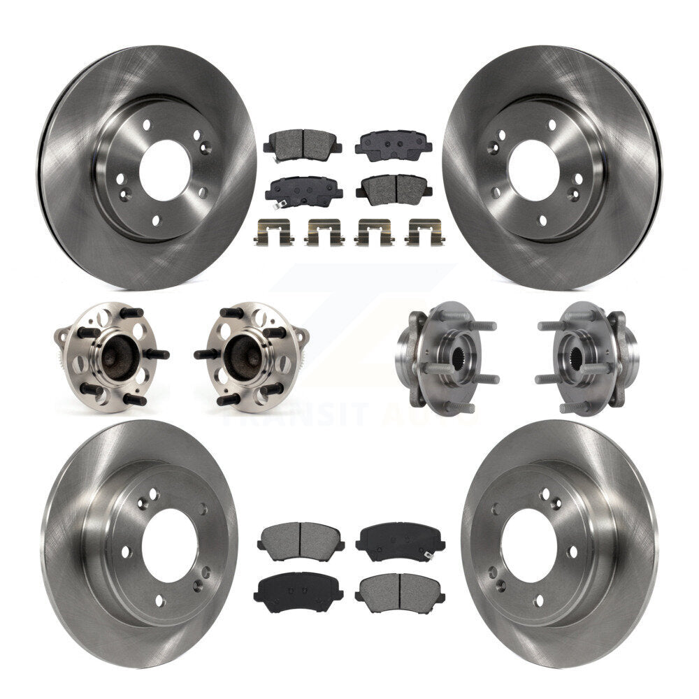 Front Rear Hub Bearings Disc Brake Rotors And Pads Kit (10Pc) For 2017 Hyundai Elantra GT KBB-115225