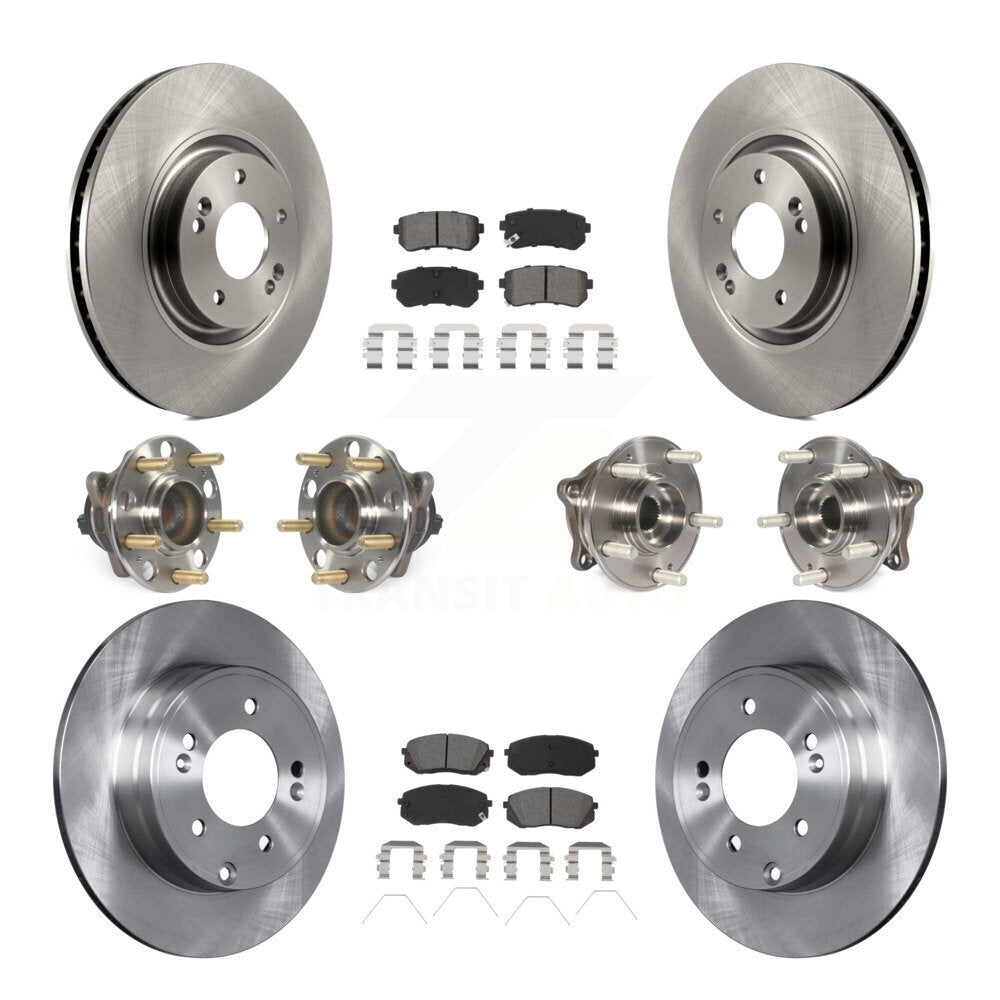Front Rear Hub Bearing Disc Brake Rotors And Semi-Metallic Pads Kit (10Pc) For Kia Optima KBB-115226