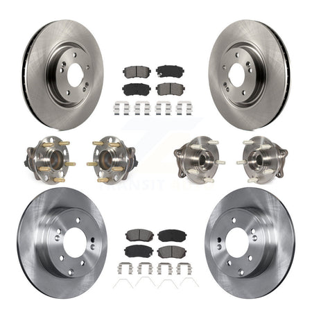 Front Rear Hub Bearing Disc Brake Rotors And Semi-Metallic Pads Kit (10Pc) For Kia Optima KBB-115226