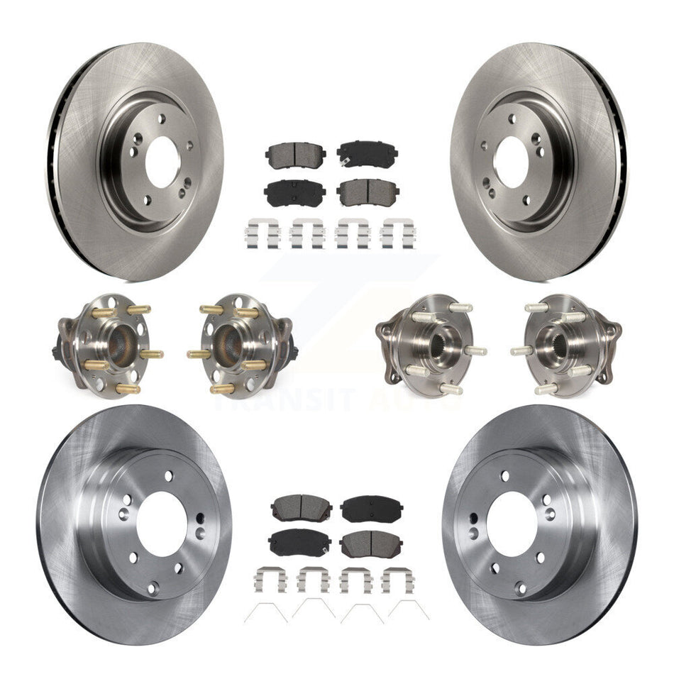 Front Rear Hub Bearing Disc Brake Rotors And Semi-Metallic Pads Kit (10Pc) For Kia Optima KBB-115226