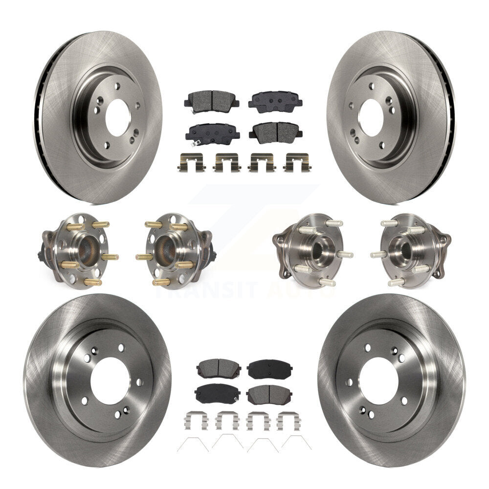 Front Rear Hub Bearing Disc Brake Rotors And Semi-Metallic Pads Kit (10Pc) For Kia Optima KBB-115228