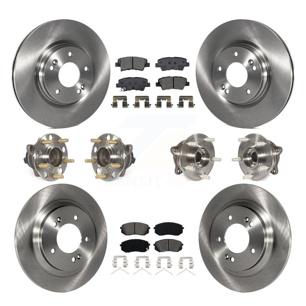 Front Rear Hub Bearing Disc Brake Rotors And Semi-Metallic Pads Kit (10Pc) For Kia Optima KBB-115230
