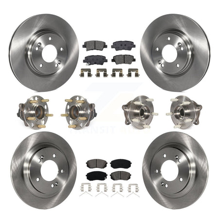 Front Rear Hub Bearing Disc Brake Rotors And Semi-Metallic Pads Kit (10Pc) For Kia Optima KBB-115230