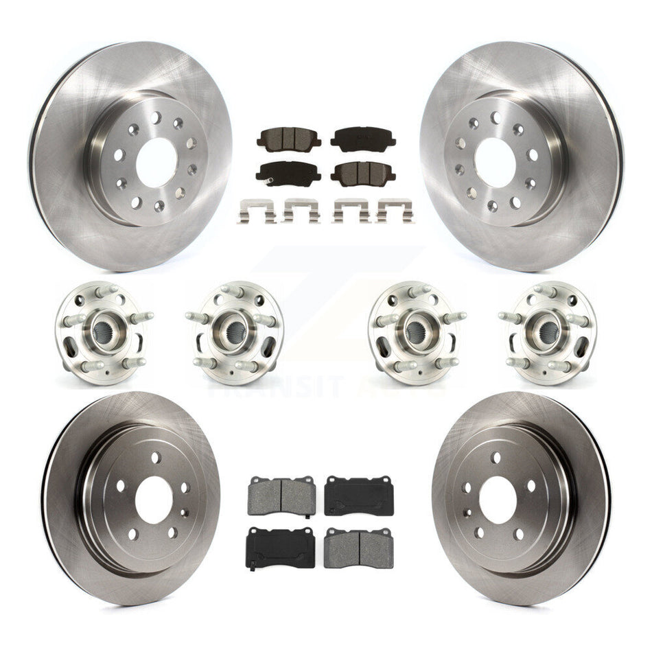 Front Rear Hub Bearings Assembly Disc Brake Rotors And Semi-Metallic Pads Kit (10Pc) For Cadillac CTS With 17" Factory Wheels KBB-115239
