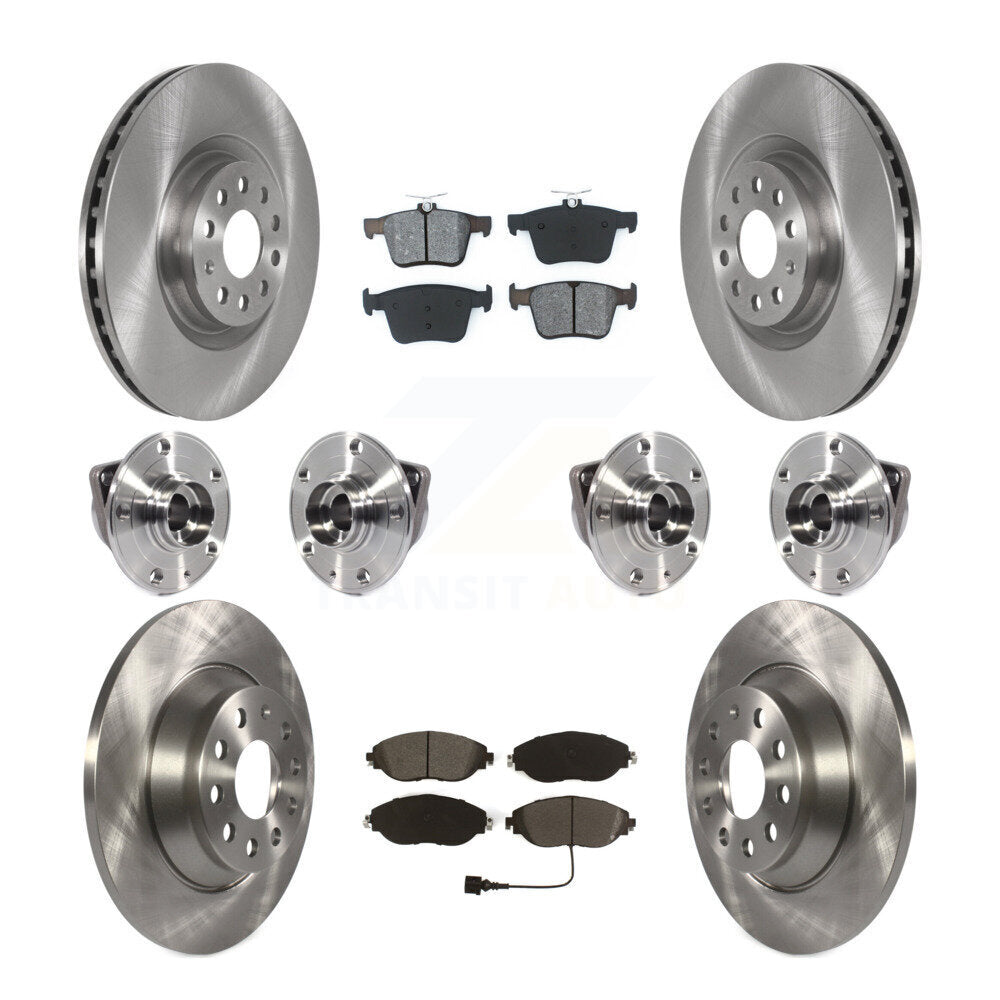 Front Rear Hub Bearing Brake Rotor And Pad Kit (10Pc) For 2018-2022 Volkswagen Tiguan AWD KBB-115242