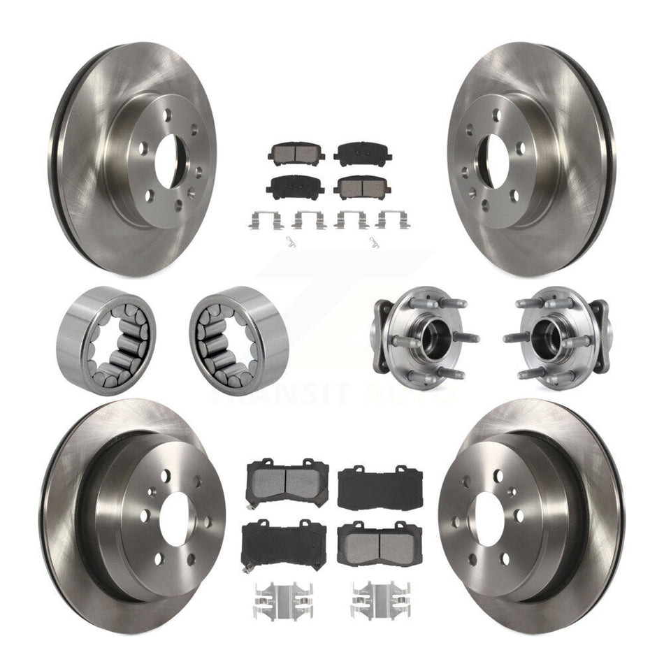 Front Rear Hub Bearing Brake Rotor Pads Shoe Kit (10Pc) For Chevrolet Colorado GMC Canyon KBB-115245
