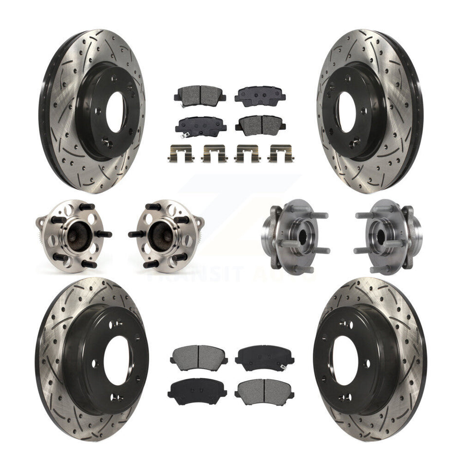 Front Rear Hub Bearing Coated Disc Brake Rotor Pad Kit (10Pc) For 2017 Hyundai Elantra GT KBB-115248