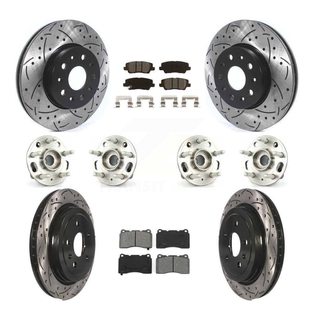 Front Rear Hub Bearings Coated Disc Brake Rotors And Pads Kit (10Pc) For Cadillac CTS KBB-115251