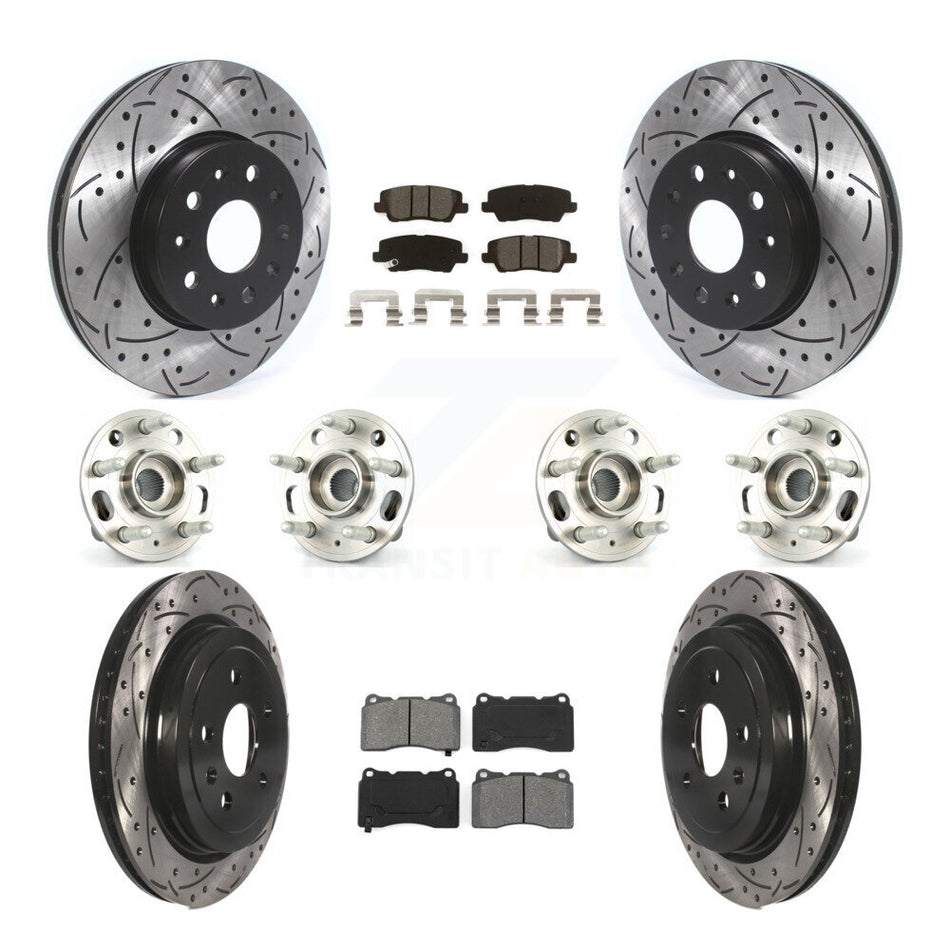 Front Rear Hub Bearings Coated Disc Brake Rotors And Pads Kit (10Pc) For Cadillac CTS KBB-115251