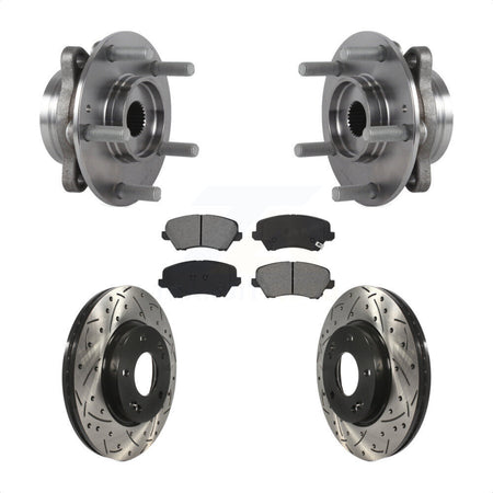 Front Hub Bearing Assembly Drill Slot Brake Rotor Pad Kit For Hyundai Veloster Elantra GT KBB-115261