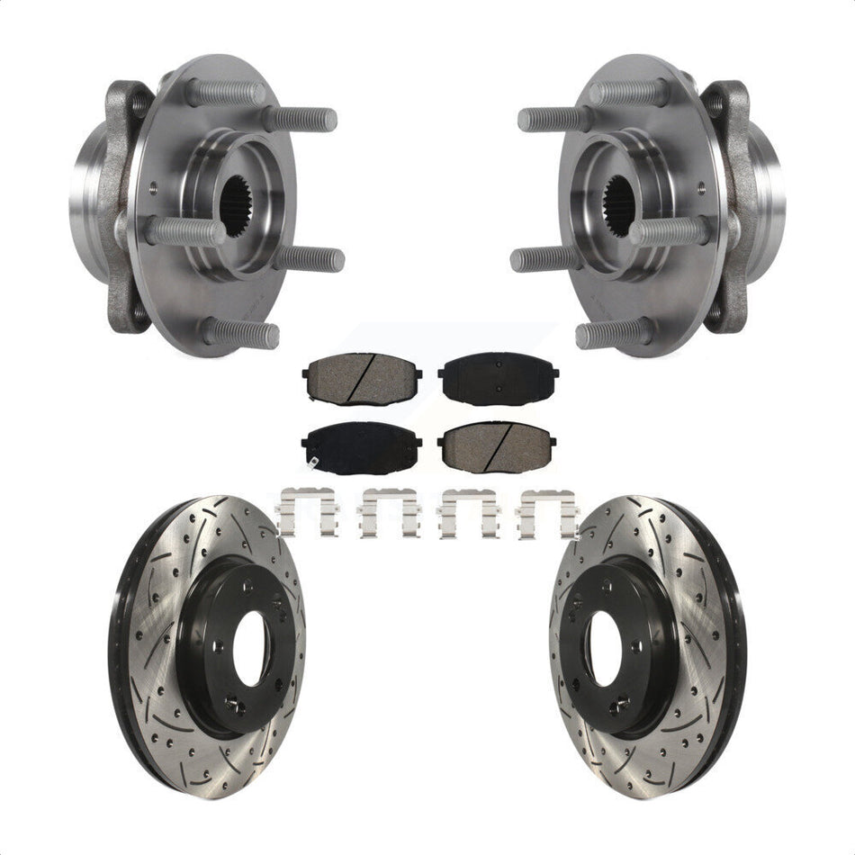 Front Hub Bearing Drill Slot Brake Rotor Pads Kit For Kia Forte Hyundai Elantra GT Forte5 KBB-115262