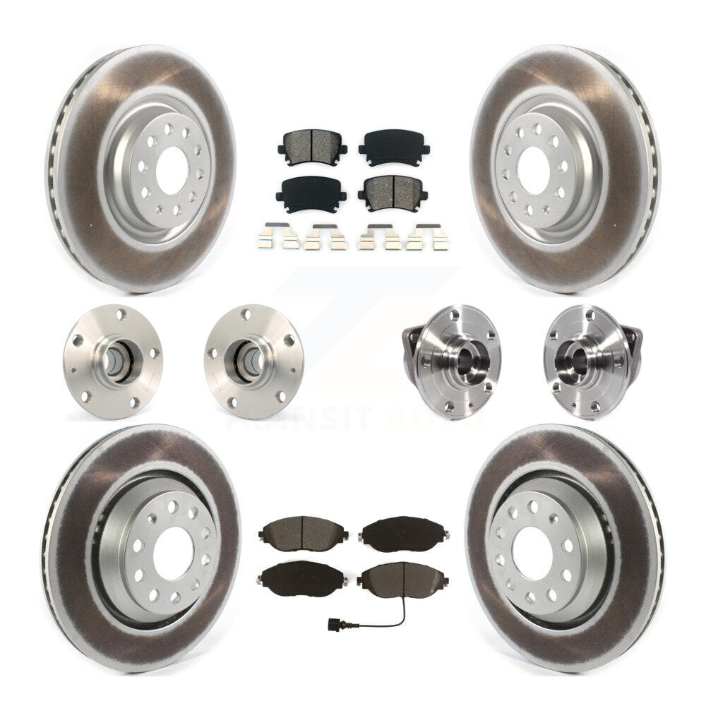 Front Rear Hub Bearings Coated Disc Brake Rotors And Pads Kit (10Pc) For Volkswagen GTI KBB-115265