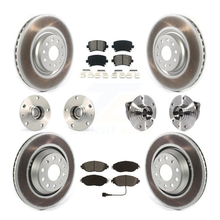 Front Rear Hub Bearings Coated Disc Brake Rotors And Pads Kit (10Pc) For Volkswagen GTI KBB-115265