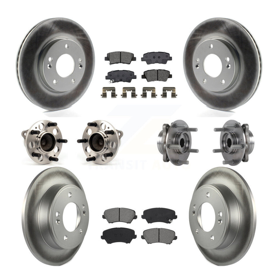 Front Rear Hub Bearing Coated Disc Brake Rotor Pad Kit (10Pc) For 2017 Hyundai Elantra GT KBB-115271