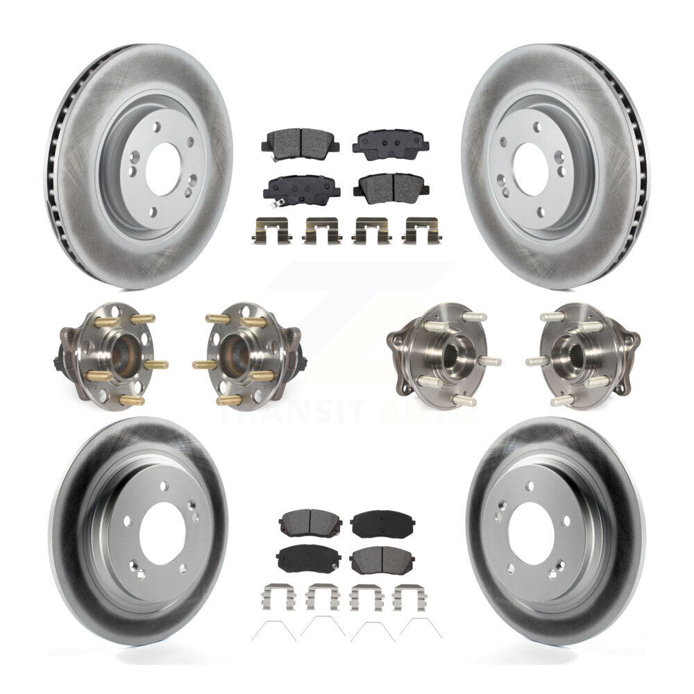 Front Rear Hub Bearing Assembly Coated Disc Brake Rotor And Pad Kit (10Pc) For Kia Optima KBB-115274
