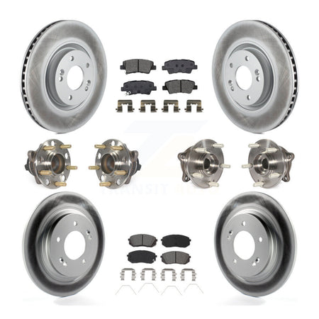 Front Rear Hub Bearing Assembly Coated Disc Brake Rotor And Pad Kit (10Pc) For Kia Optima KBB-115274